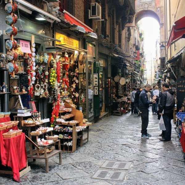 Colorful and noisy street of a Neapolitan neighbourhood