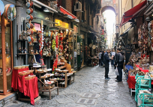 Colorful and noisy street of a Neapolitan neighbourhood