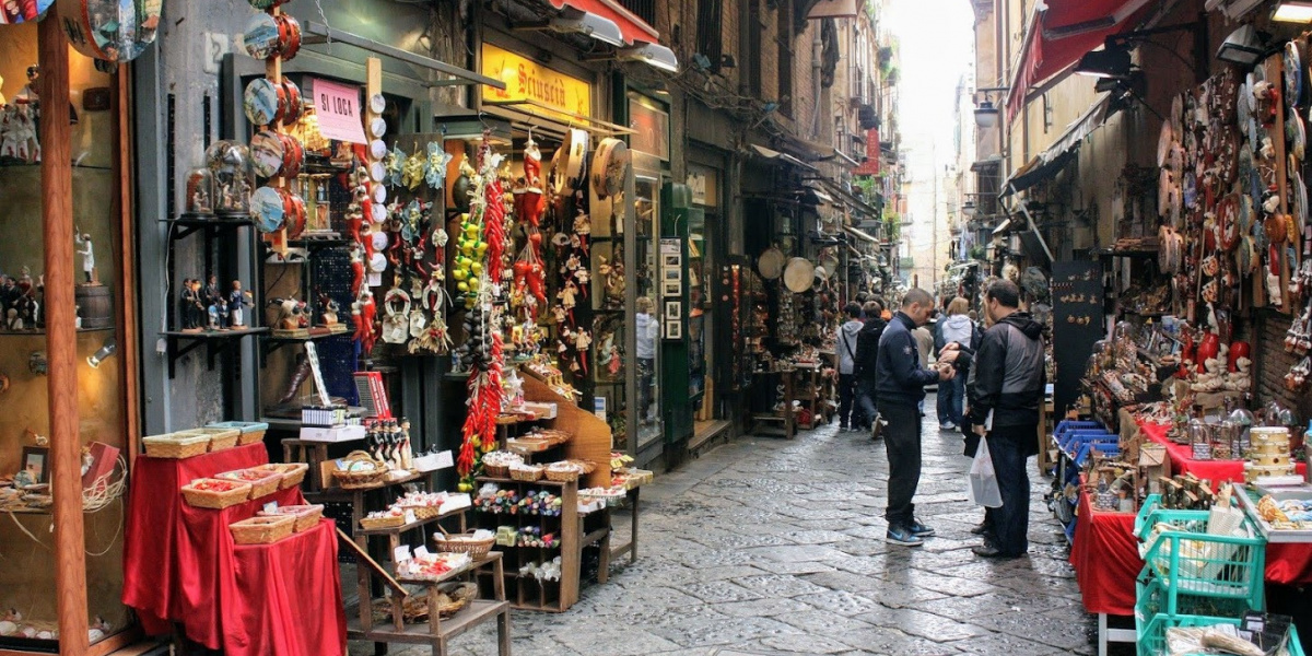 Colorful and noisy street of a Neapolitan neighbourhood