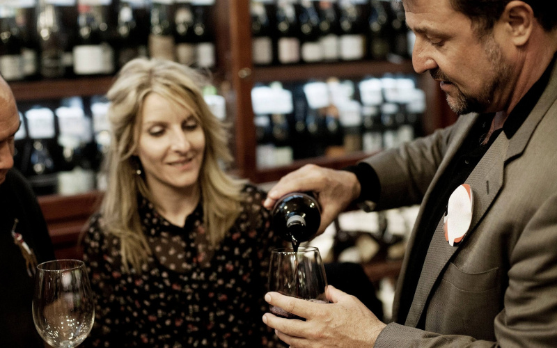 wine poured by sommelier